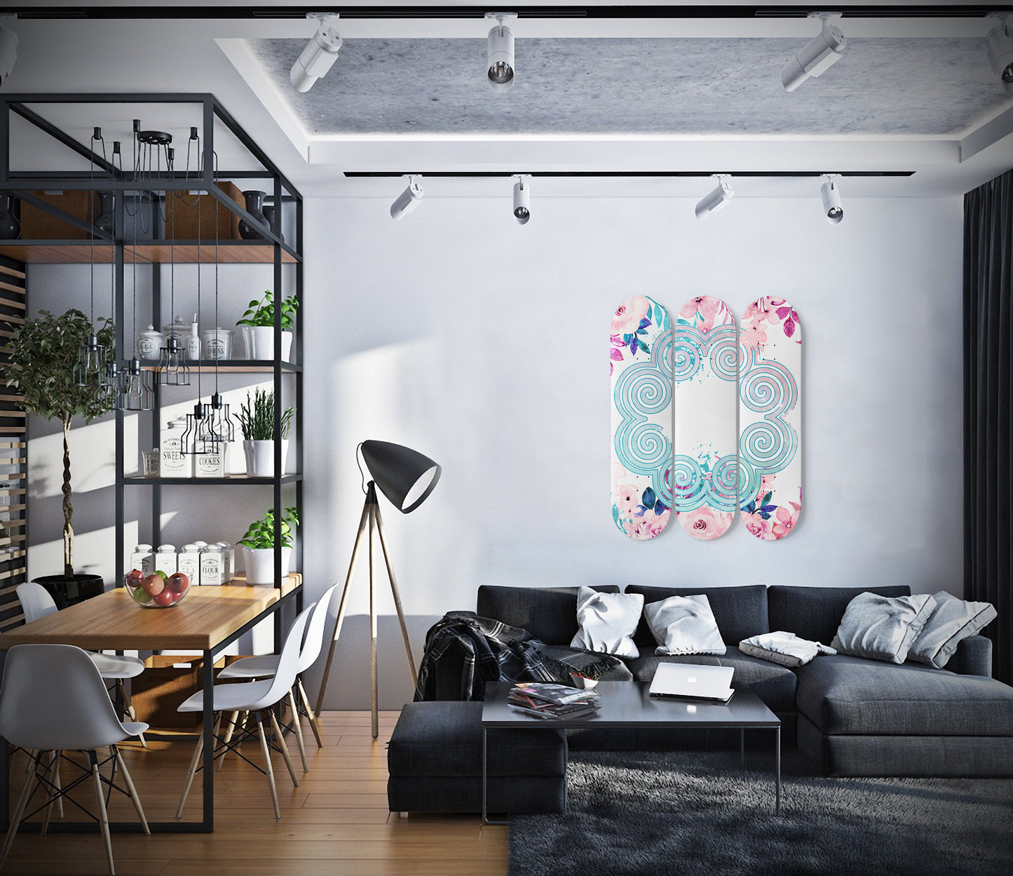 Hmong Textile Symbol Inspired - Elephant Foot- 3 Piece Skateboard Wall Art