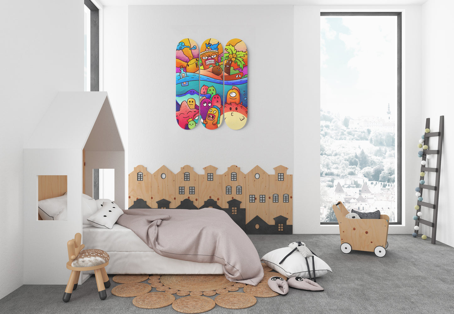 Island Lovers Doodle - 3 Piece Skateboard Wall Art