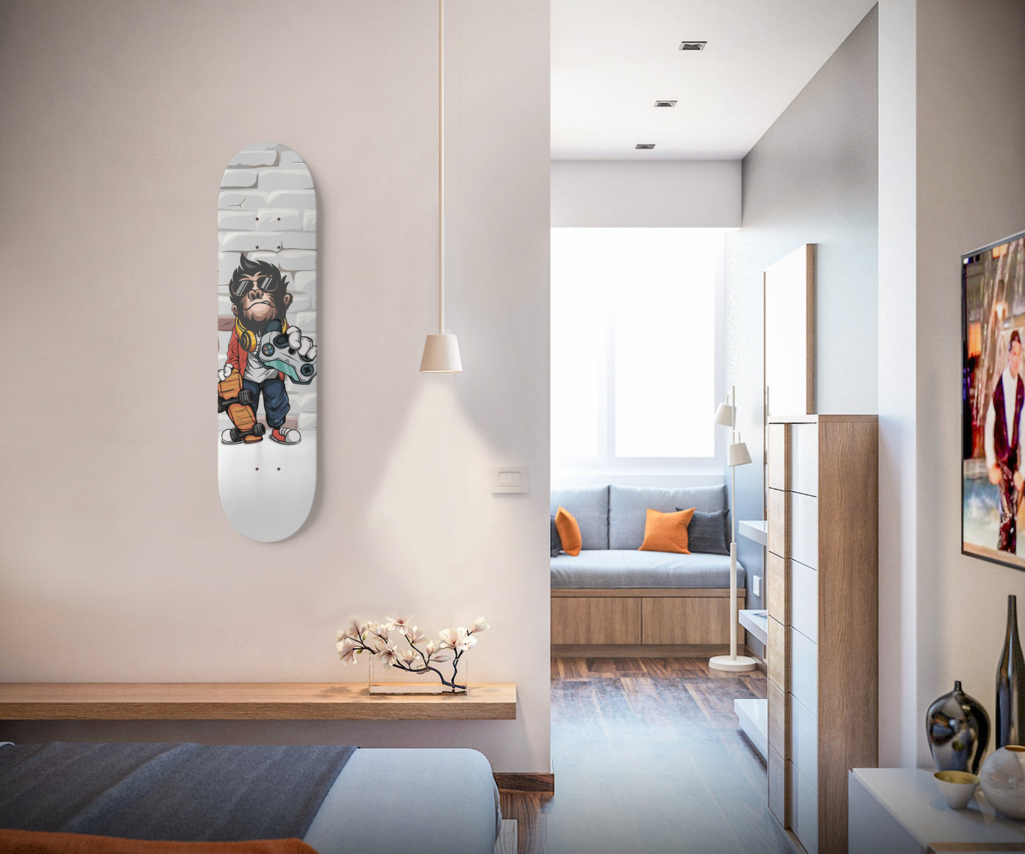 Geek Monkey Inspired - 'Monkey Gamer' Art - Skateboard Wall Art