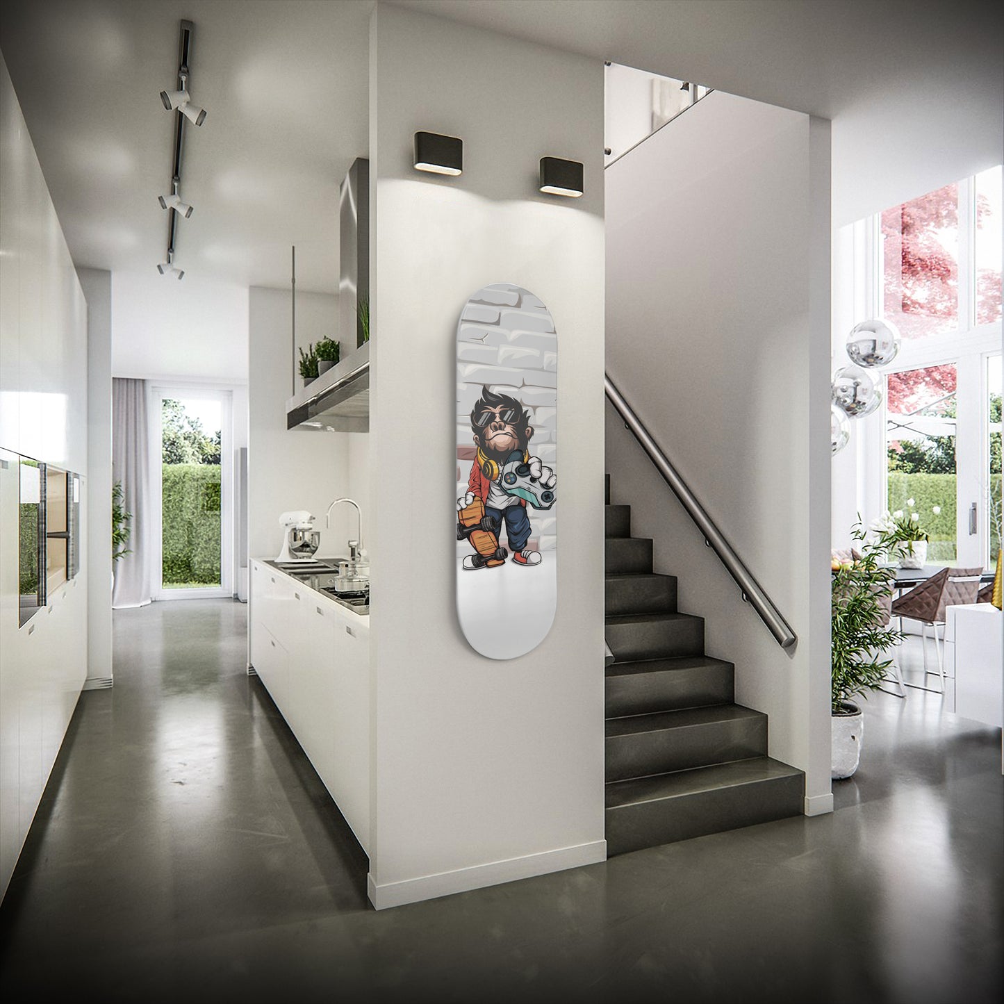 Geek Monkey Inspired - 'Monkey Gamer' Art - Skateboard Wall Art