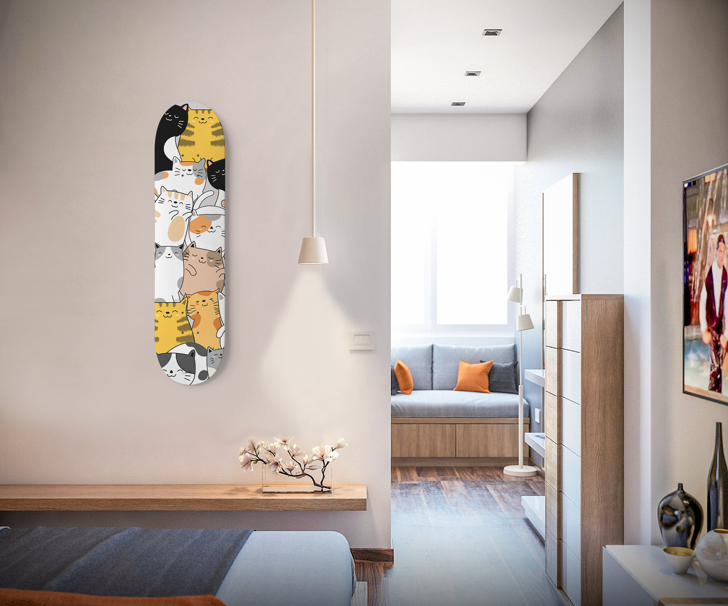 Cute Cartoon Cat Inspired -'Kawaii kitties' -Skateboard Wall Art