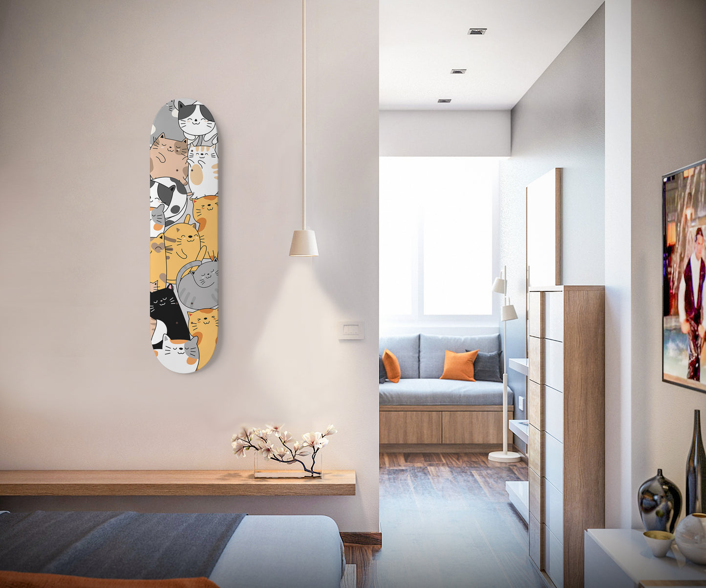Cute Cartoon Cat Inspired -'Kawaii kitties' -Skateboard Wall Art