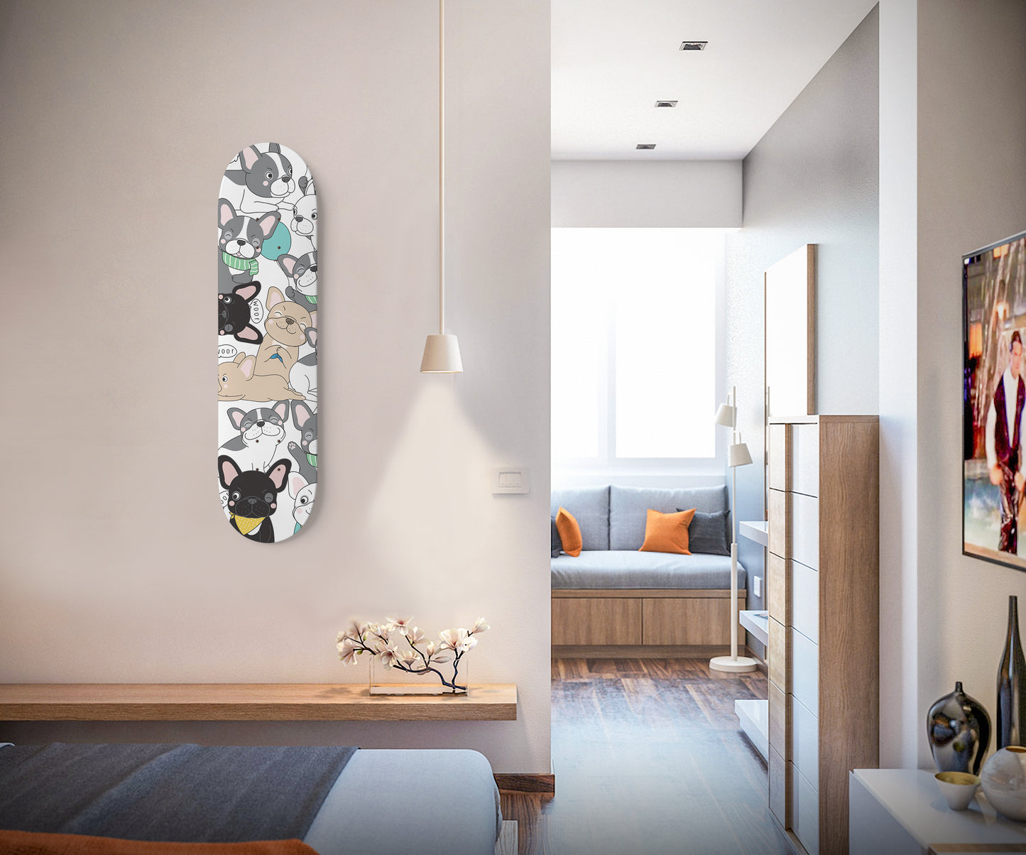 Cute French Bulldog - Skateboard Wall Art