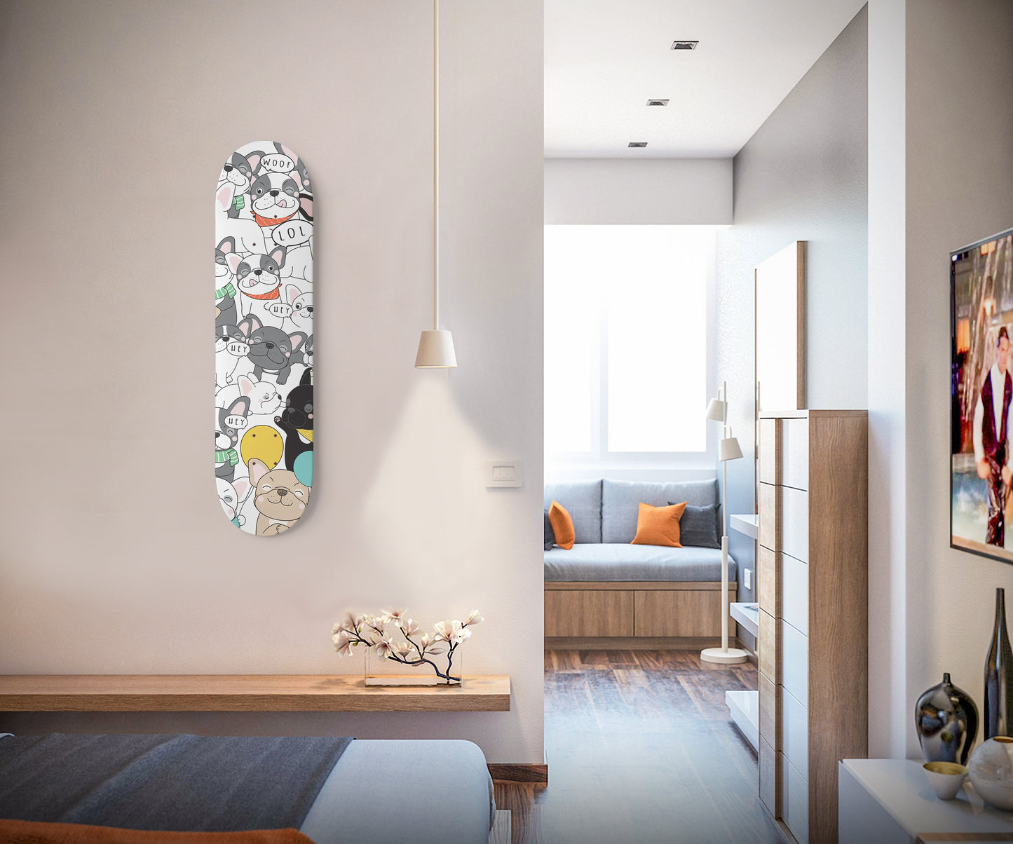 Cute French Bulldog - Skateboard Wall Art