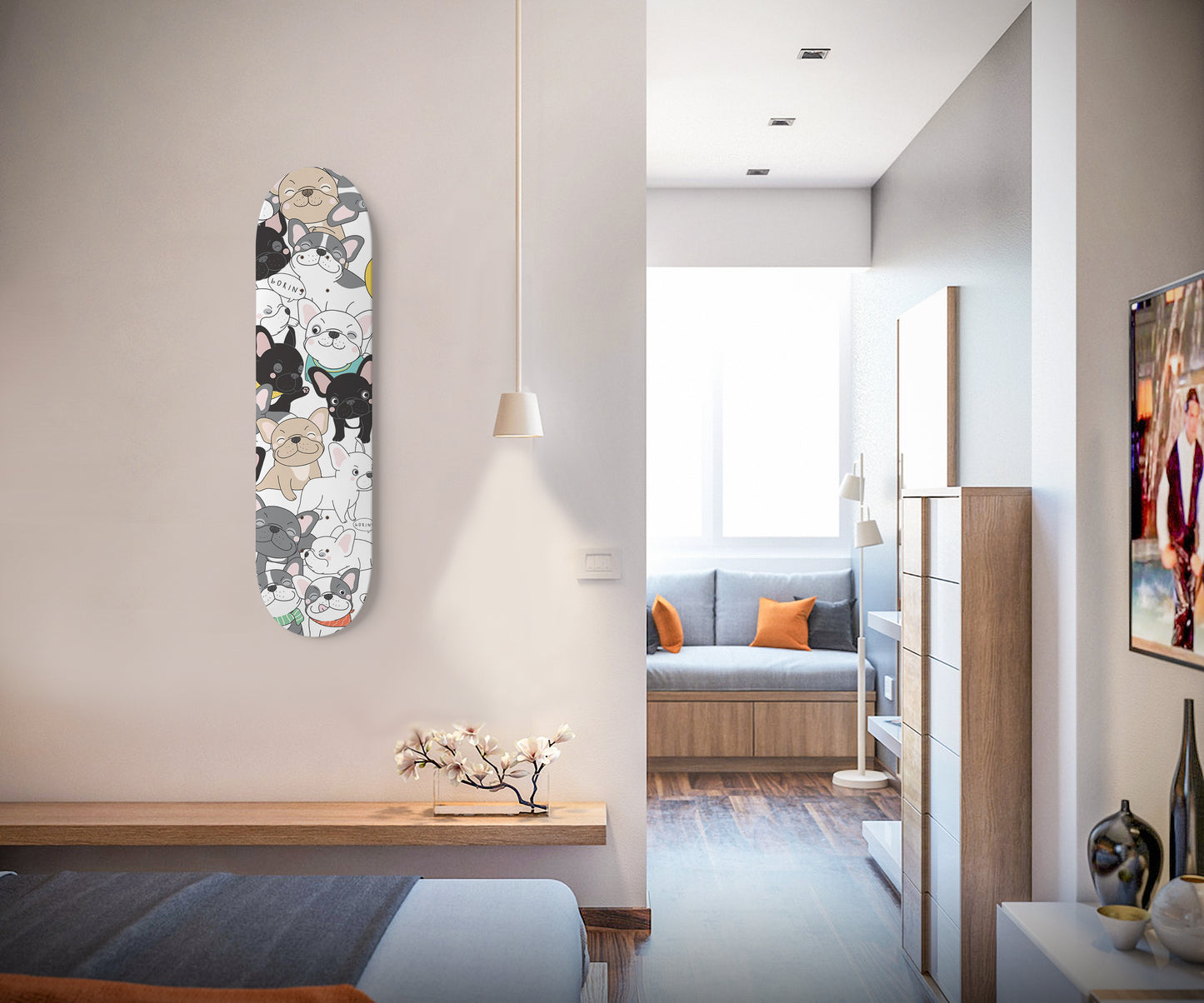 Cute French Bulldog - Skateboard Wall Art