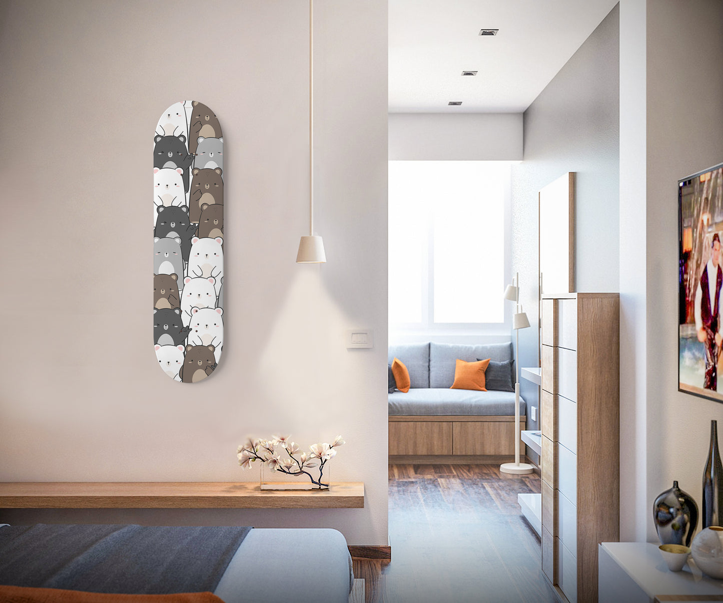 Cute Teddy Bear & Polar Bear - Skateboard Wall Art