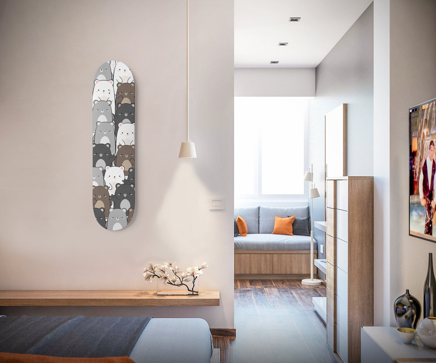 Cute Teddy Bear & Polar Bear - Skateboard Wall Art