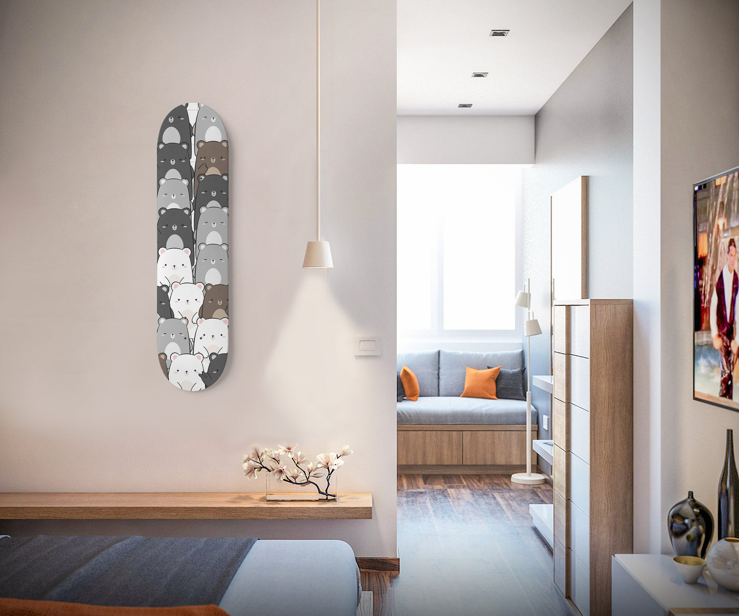 Cute Teddy Bear & Polar Bear - Skateboard Wall Art