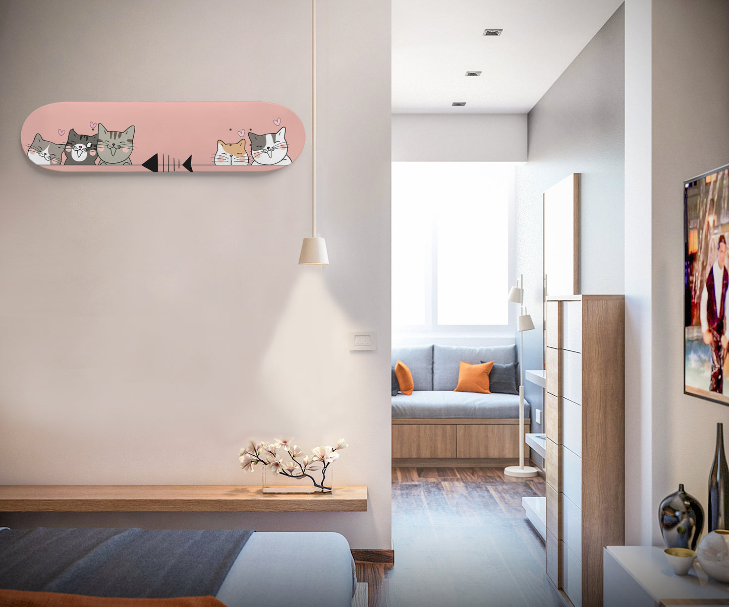 Set of Different Cute Cartoon Cats - Skateboard Wall Art