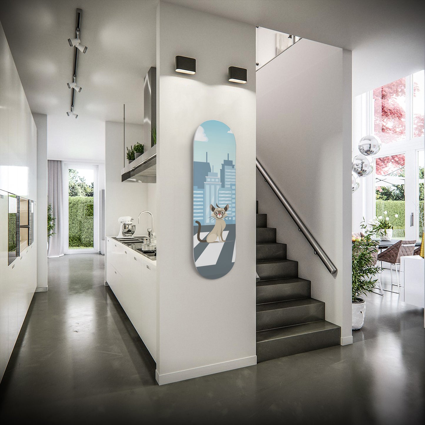 Adorable Cat Crossing New Horizon - Skateboard Wall Art
