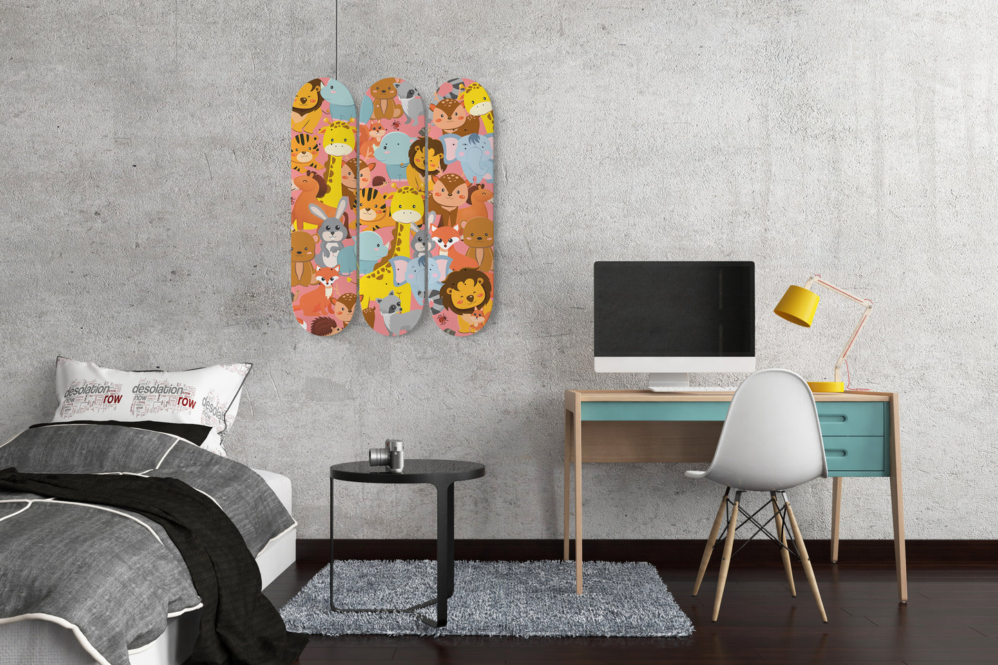 Safari Animal Friends - 3 piece - Skateboard Wall Art