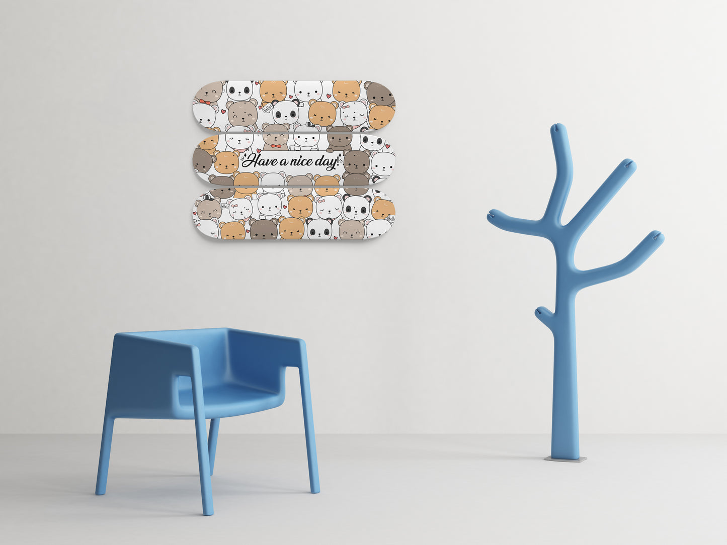 Lovable Teddy Bears, Polar Bears & Pandas - 3 piece - Skateboard Wall Art