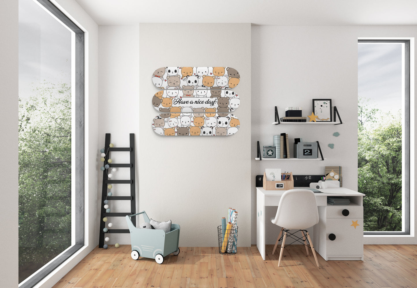 Lovable Teddy Bears, Polar Bears & Pandas - 3 piece - Skateboard Wall Art