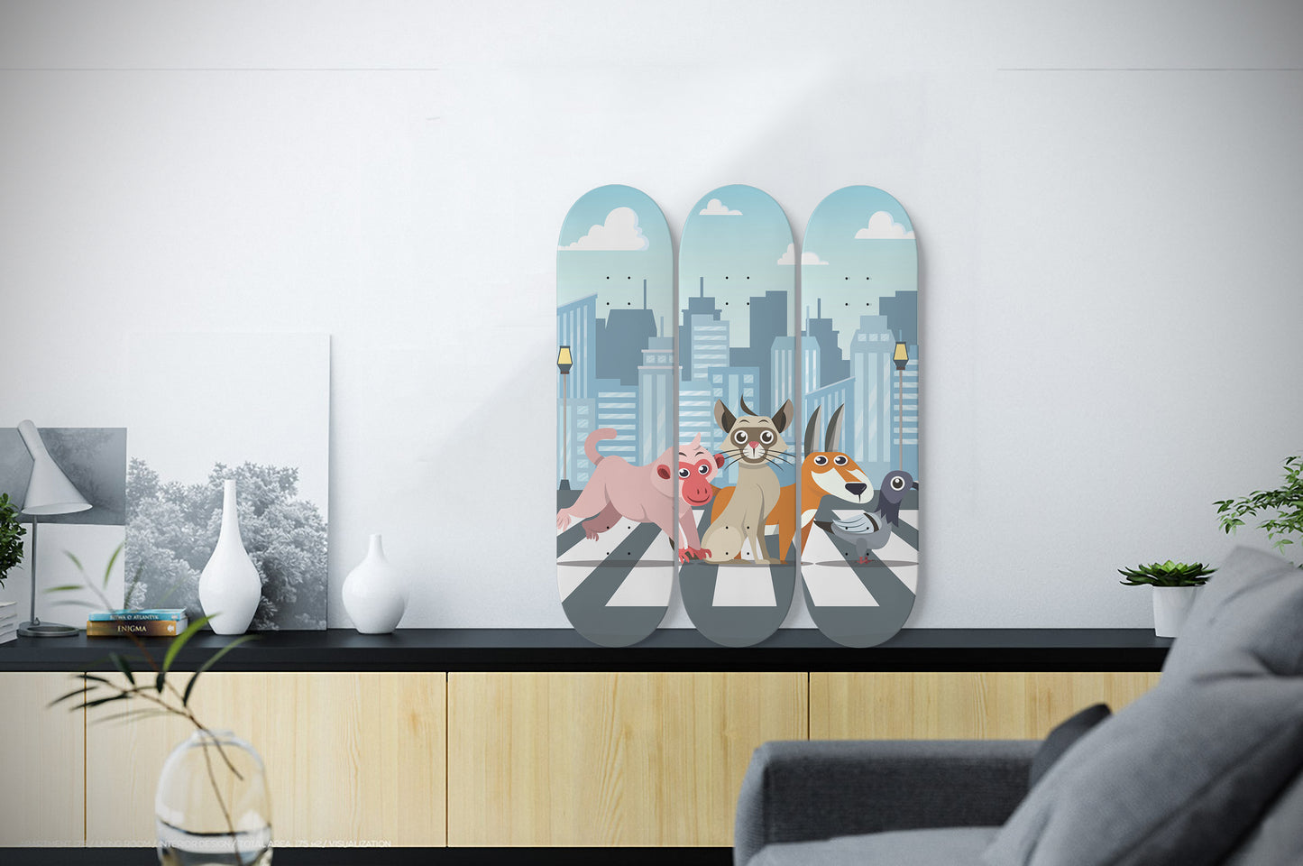 Adorable Animals Crossing New Horizon - 3 piece - Skateboard Wall Art