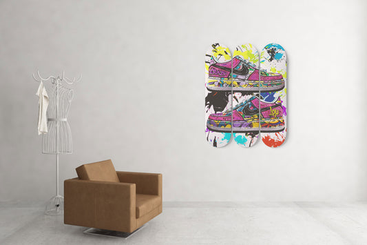 Graffiti Banksy Sneakers Wall Art Skateboard Graffiti Shoes Print Banksy Giclee Sneakers Wall Decor For Living Room