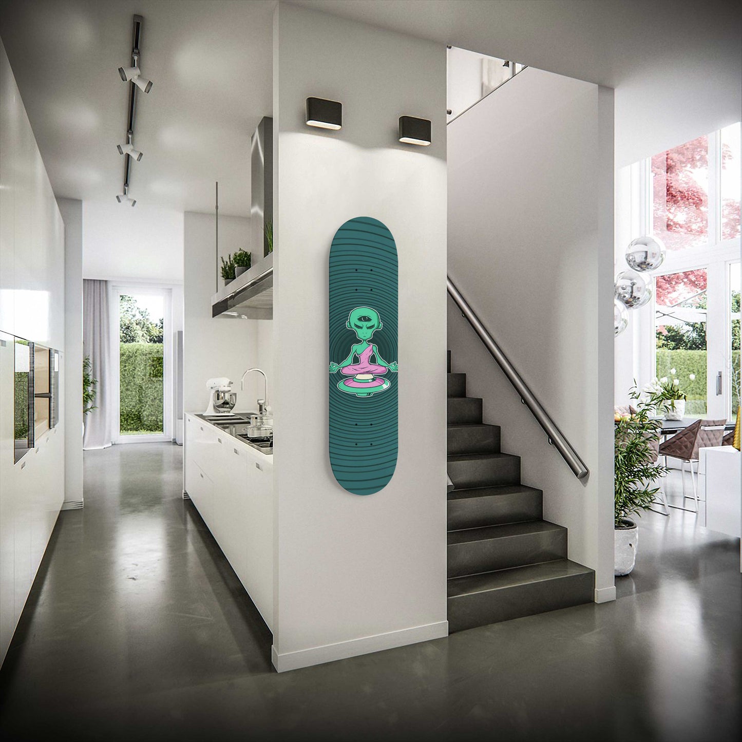 Alien Meditation Skateboard Wall Art
