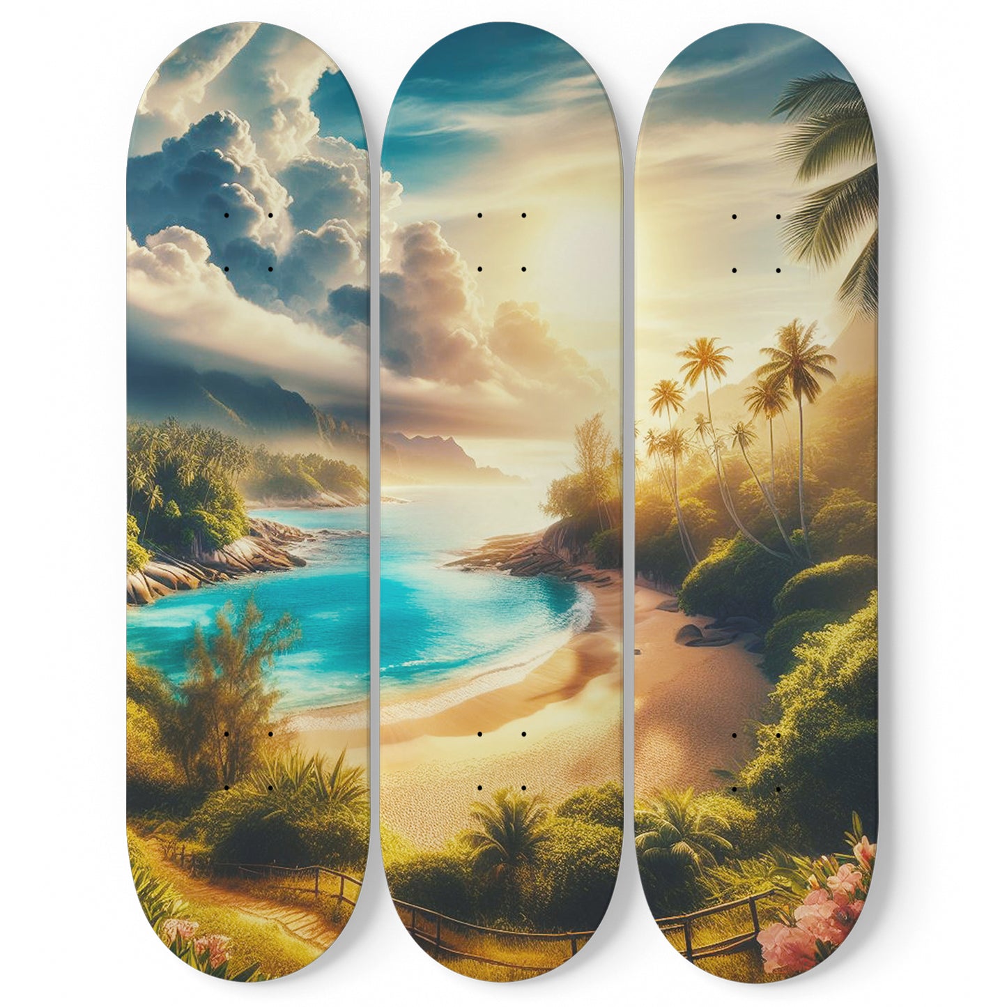 Beach 3-Deck Skateboard Wall Art