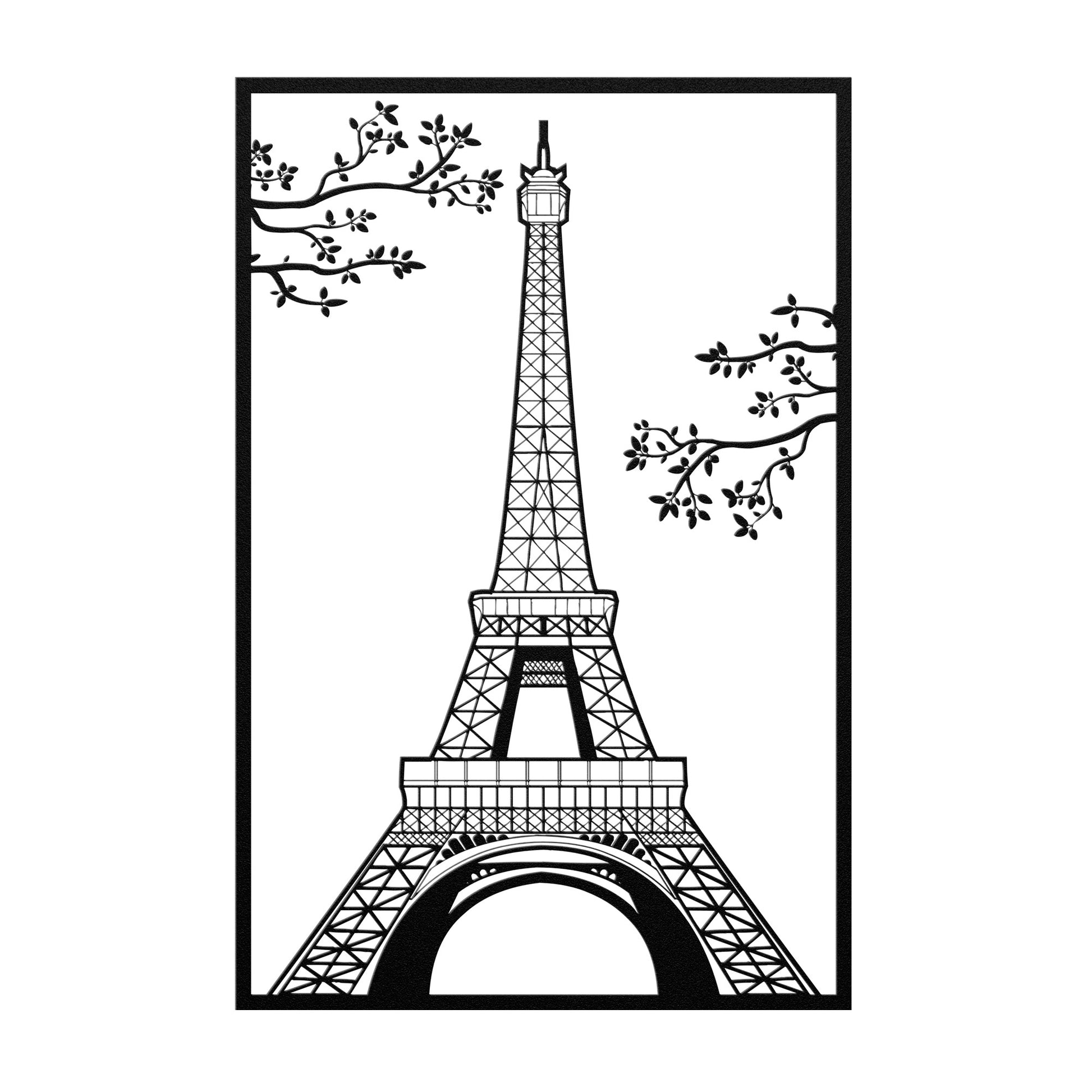 eiffel tower at night black and white drawing
