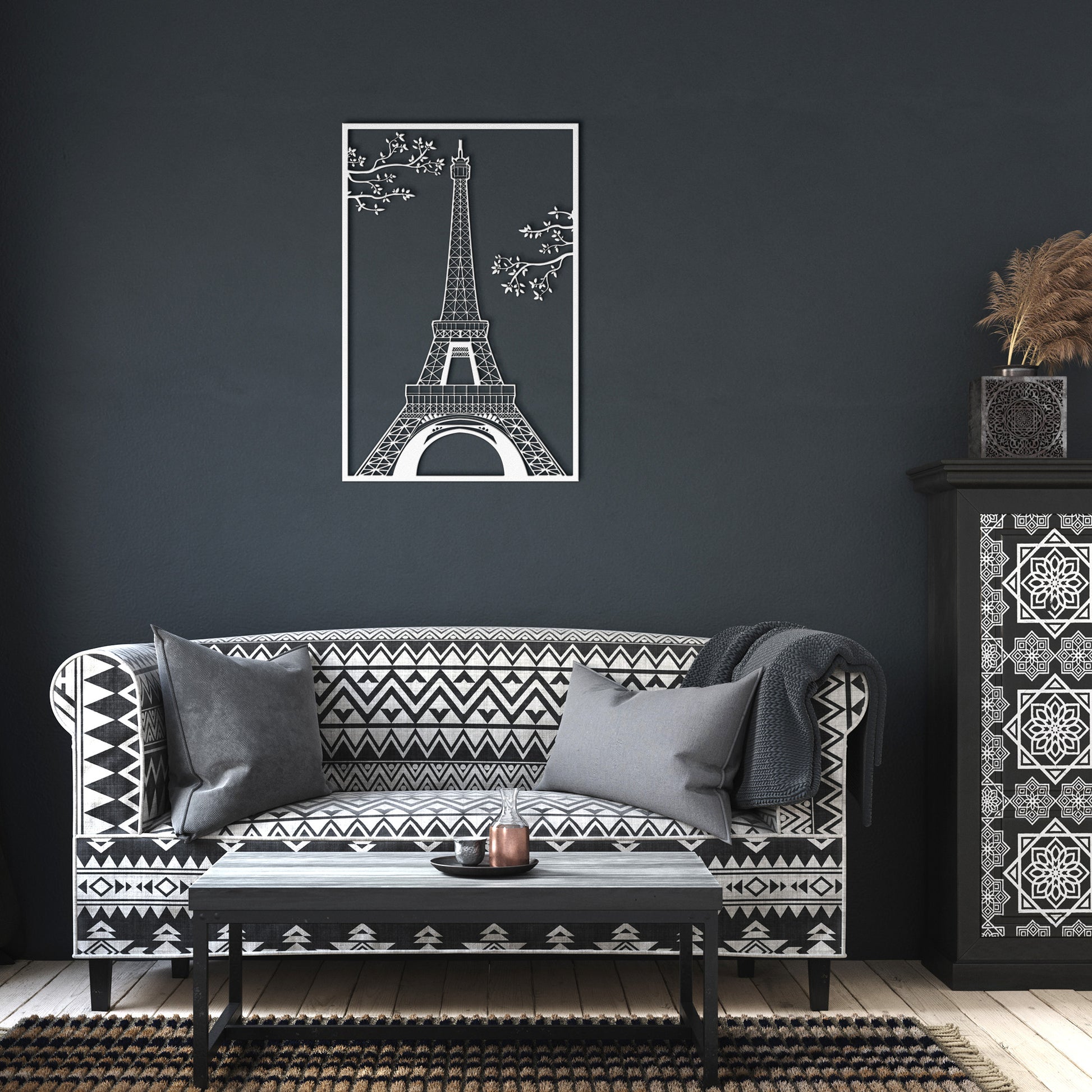 Wood Architecture Eiffel Tower Wall Decor Black - Olivia & May