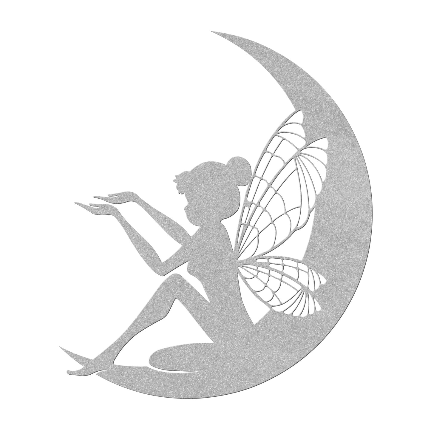 Beautiful Fairy Sit on the Crescent Moon Metal Wall Art