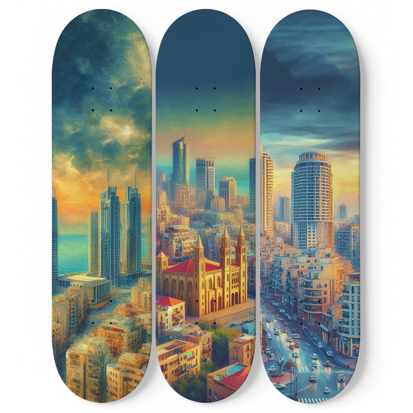 Beirut  Cityscaper 3-Deck Skateboard Wall Art