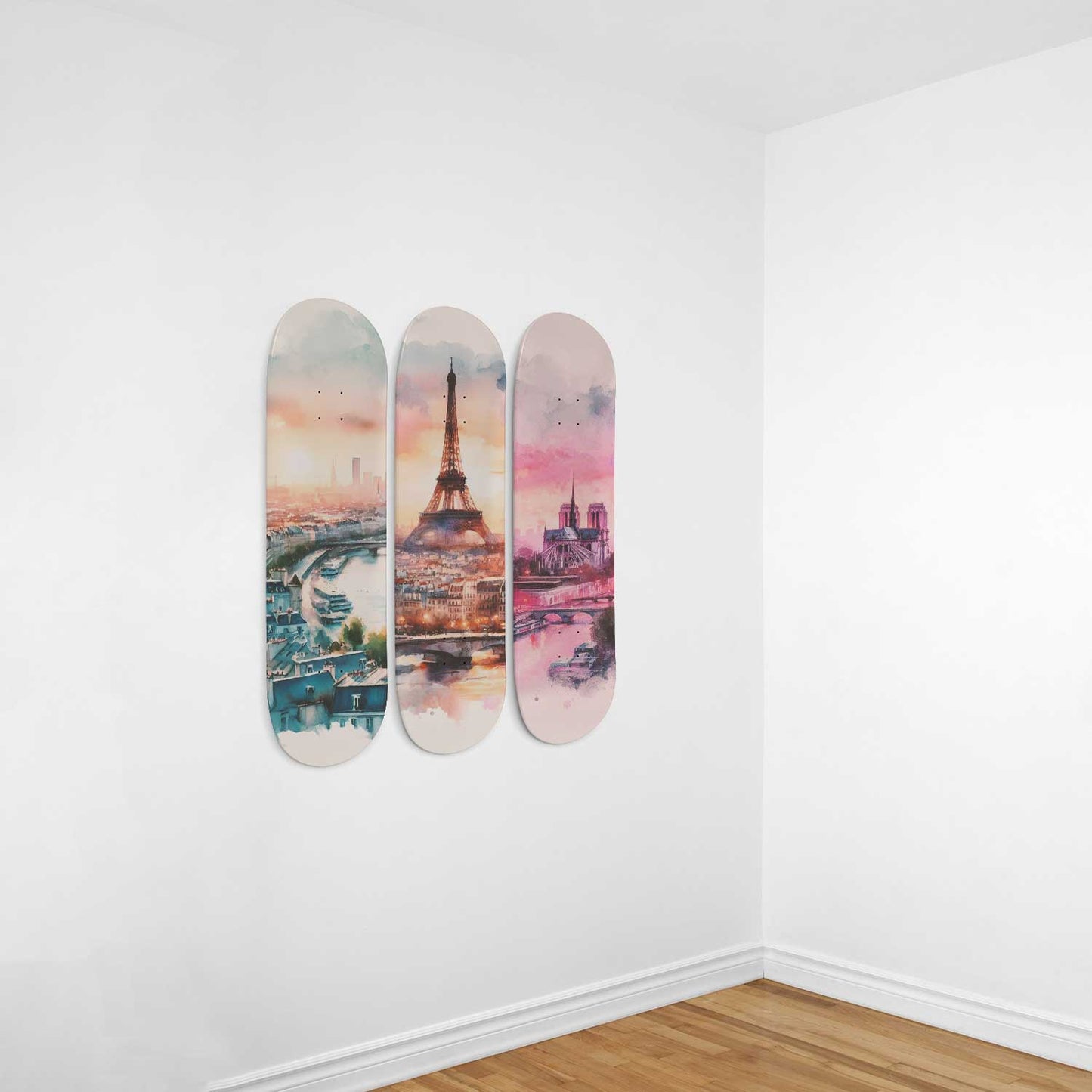 City Of Love  Cityscaper 3-Deck Skateboard Wall Art