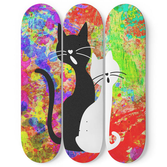 Elegant Cat #2.0 3-Deck Skateboard Wall Art:Adorbale, Colorful Design