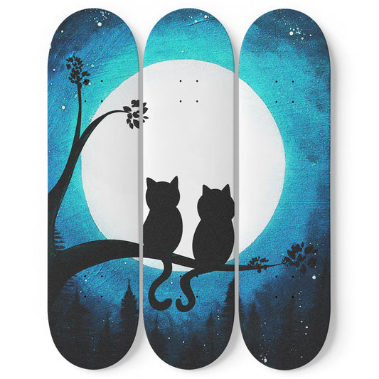 Elegant Cat #3.0 3-Deck Skateboard Wall Art:Adorbale, Colorful Design