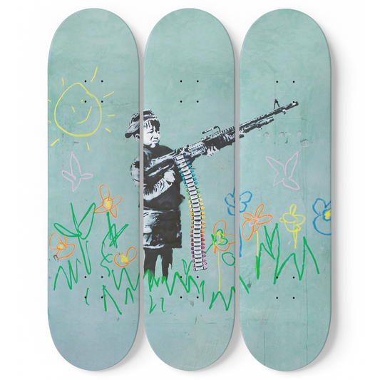 Banksy Crayon-Boy 3-Deck Skateboard Wall Art