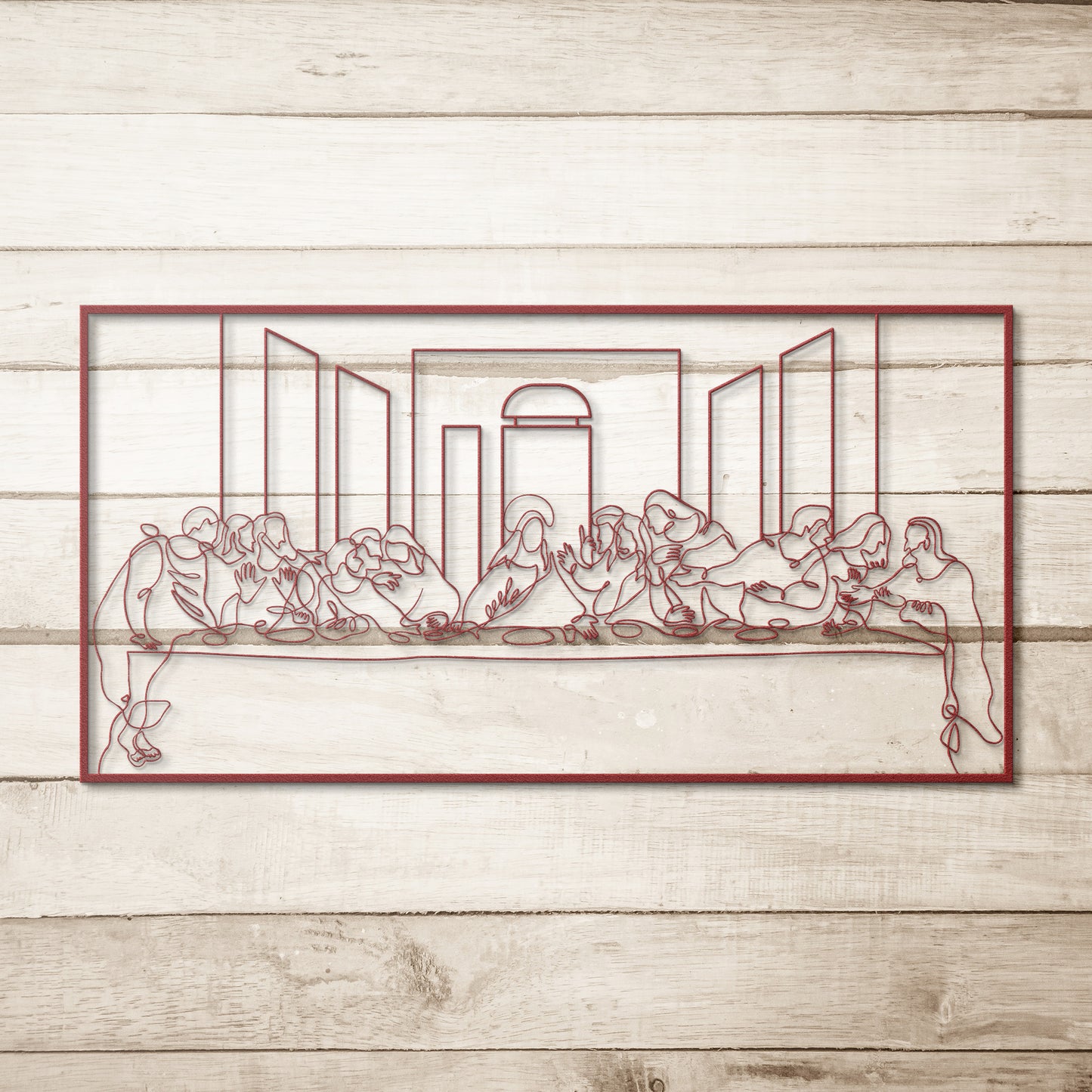 Da Vinci The Last Supper Continuous Line Drawing Metal Wall Art