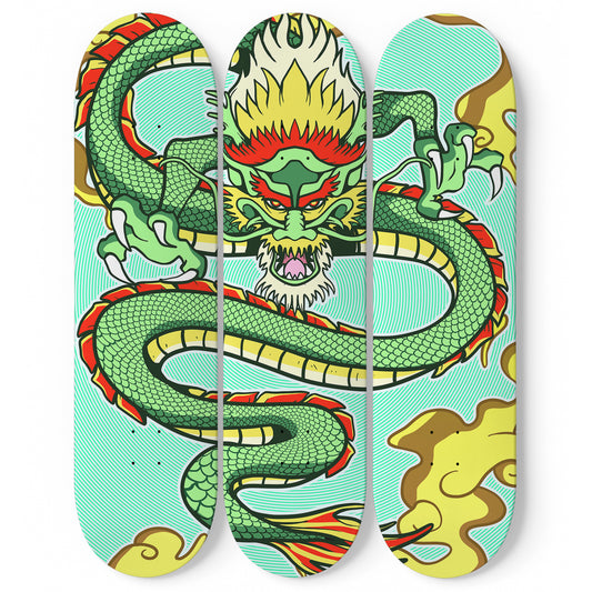 Dragon Shen long 3 Deck Skateboard Wall Art : Handcrafted Decor