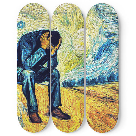 Van Gogh Eternity's Gate 3-Deck Skateboard Wall Art: A Glimpse into the Artist's Soul