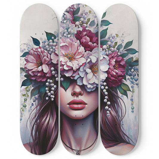Flower Lady #1.0 3-Deck Skateboard Wall Art