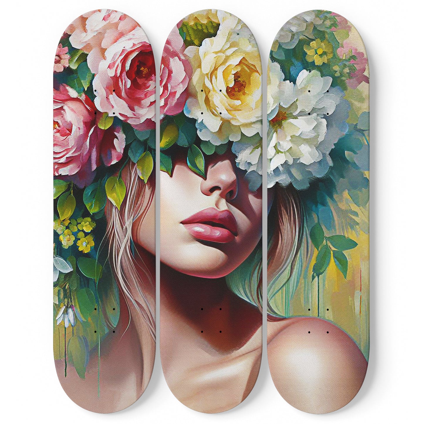 Flower Lady #2.0 3-Deck Skateboard Wall Art