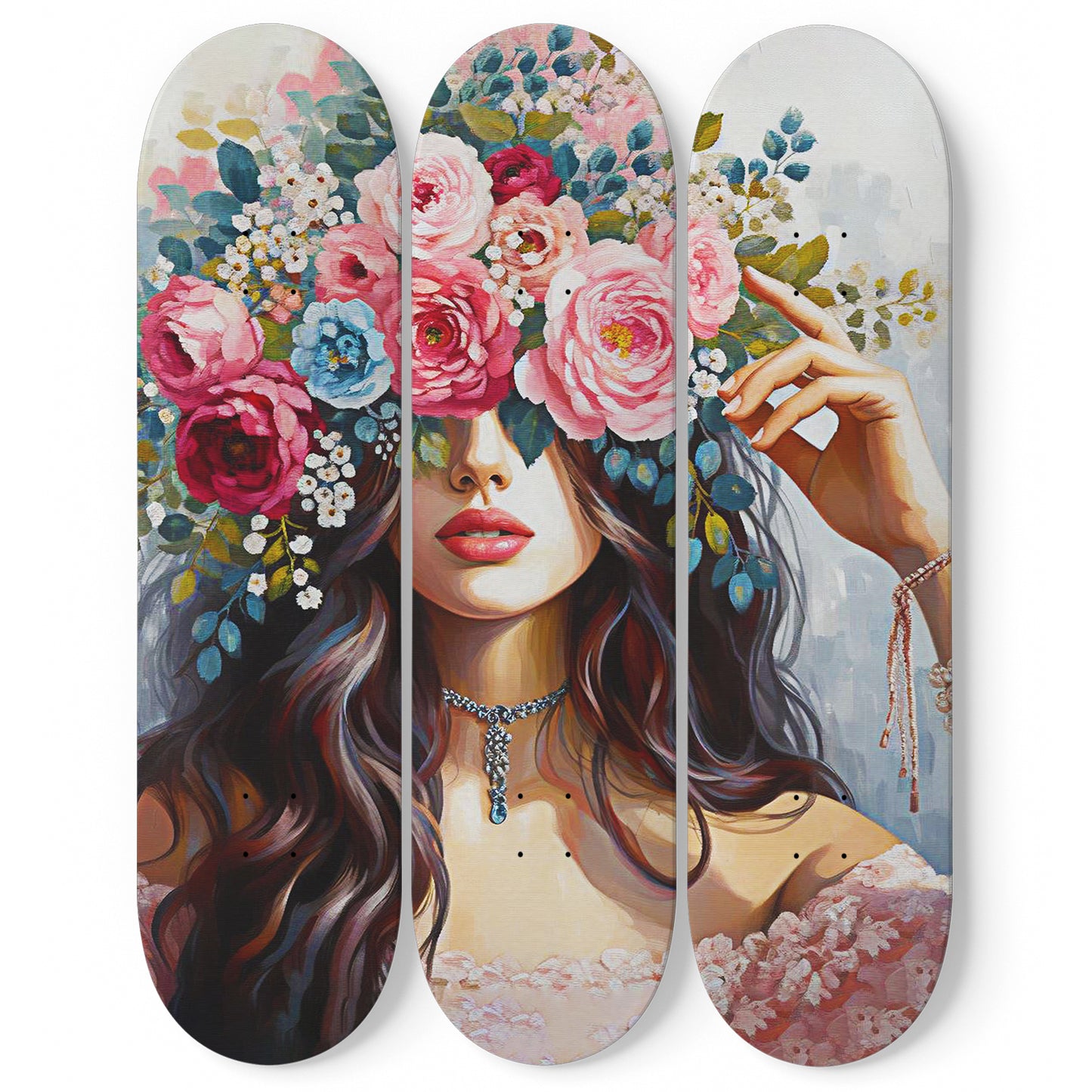 Flower Lady #3.0 3-Deck Skateboard Wall Art