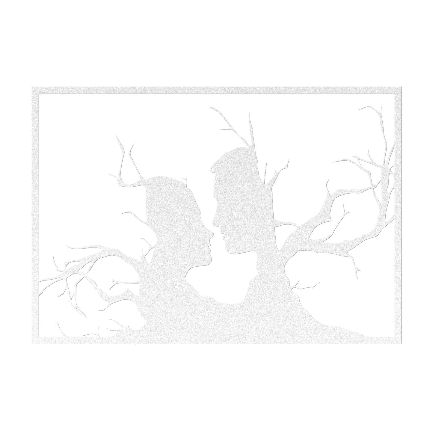 Face on a Tree Silhouette Kissing metal Wall Art