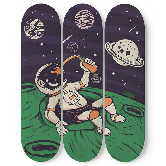 Galaxy Chillin 3 Deck Skateboard Wall Art :Elevate Your Space