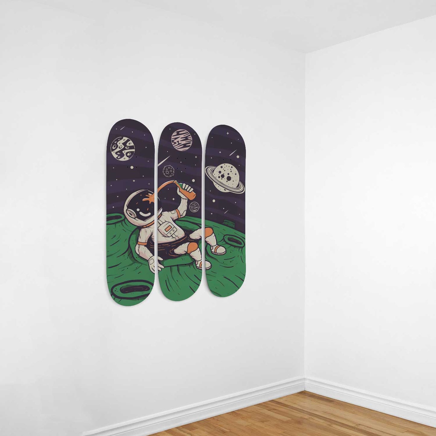 Galaxy Chillin 3 Deck Skateboard Wall Art :Elevate Your Space