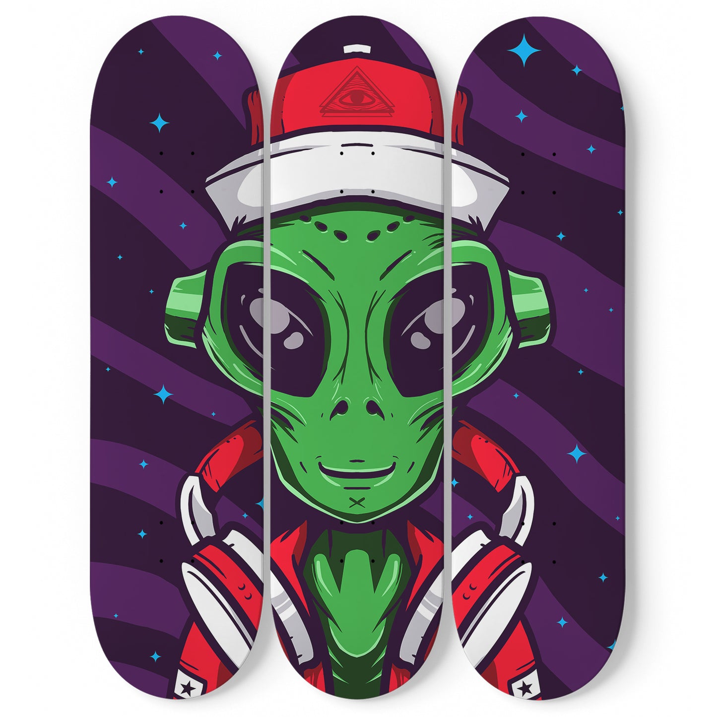 Galaxy Gaming 3 Deck Skateboard Wall Art: Level Up Your Space