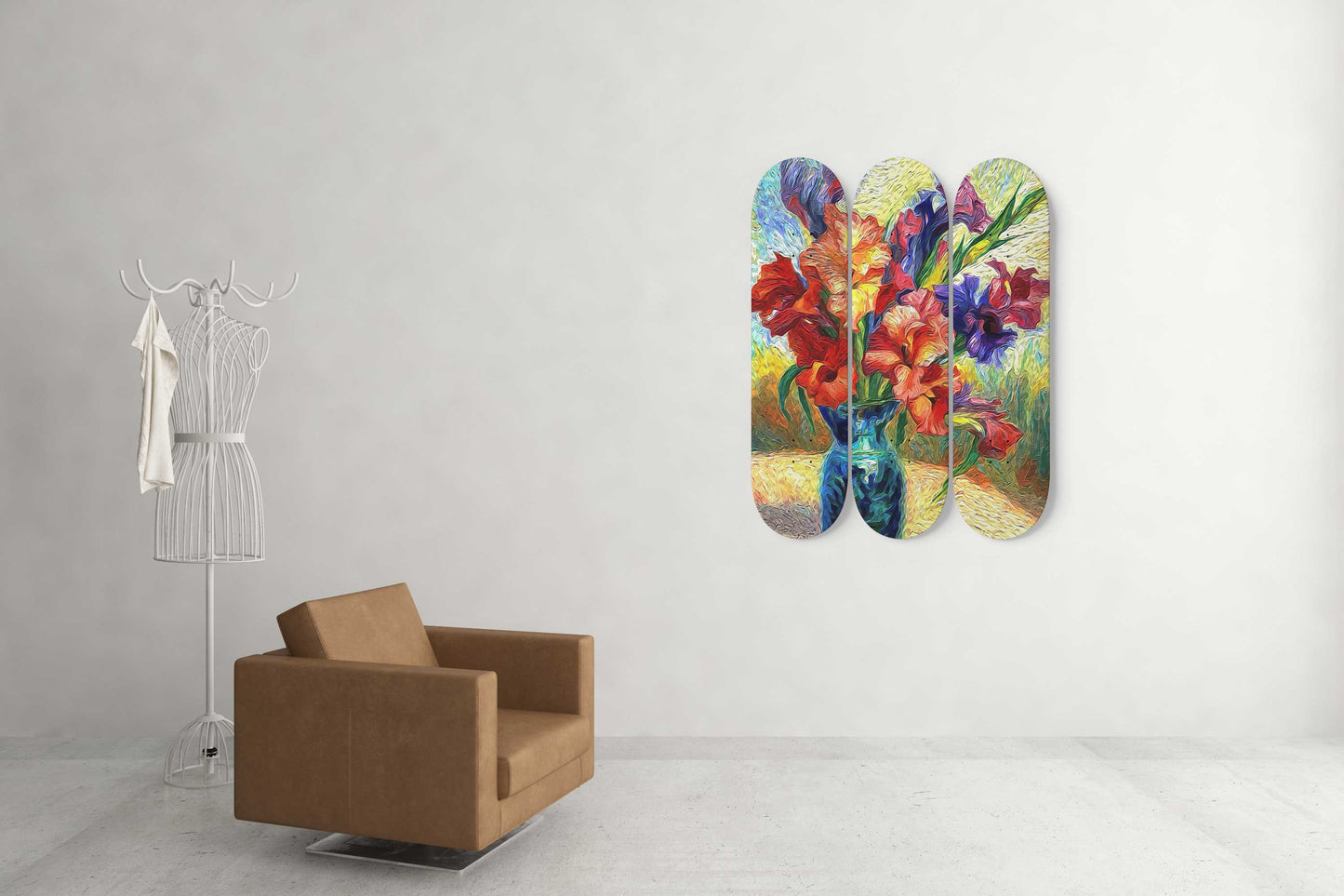 Van Gogh Gladioli Inside the Base 3-Deck Skateboard Wall Art: A Masterpiece With Floral Design