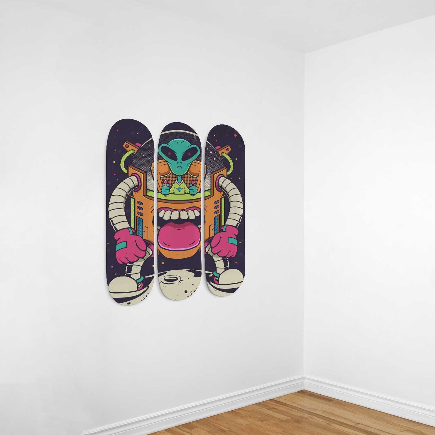 God of Thunder Raijin 3 Deck Skateboard Wall Art :Unleash the Storm