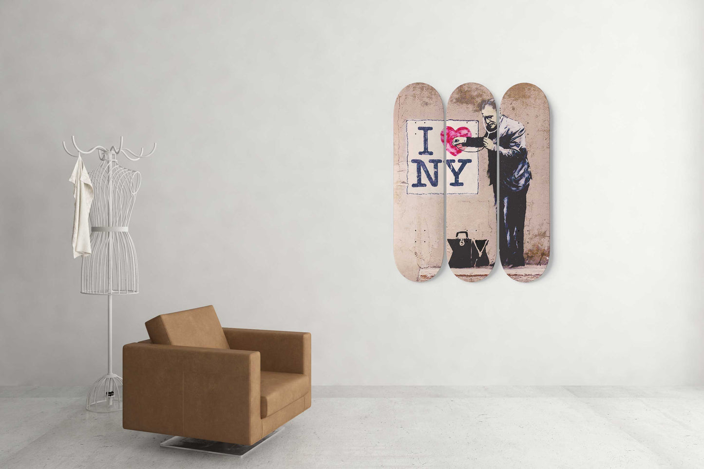 Banksy I Love NY 3 Deck Skateboard Wall Art: Urban Love, Urban Art