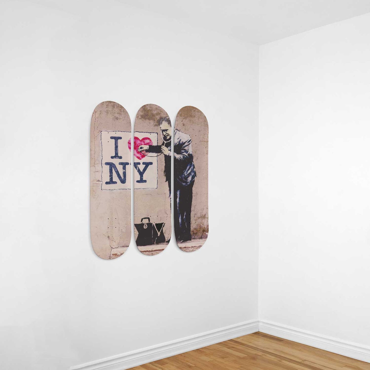 Banksy I Love NY 3 Deck Skateboard Wall Art: Urban Love, Urban Art