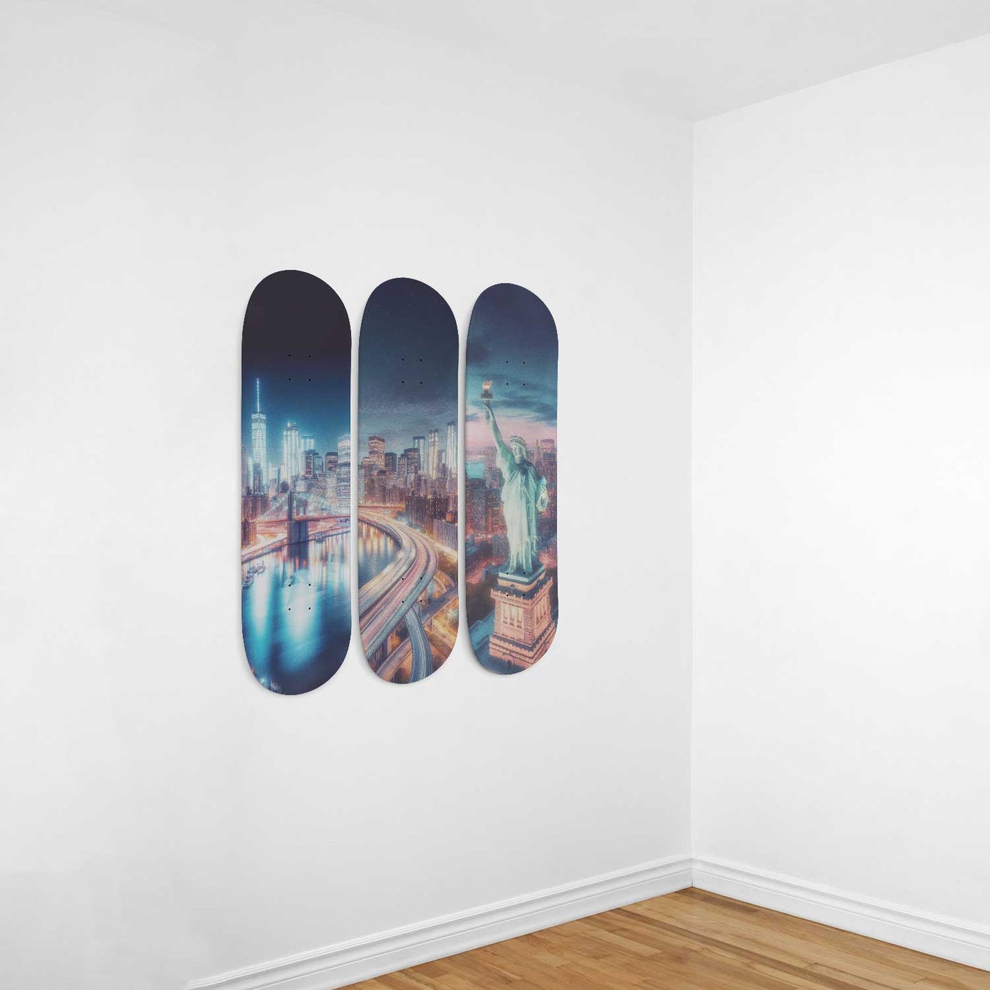 I Love New York  Cityscaper 3-Deck Skateboard Wall Art