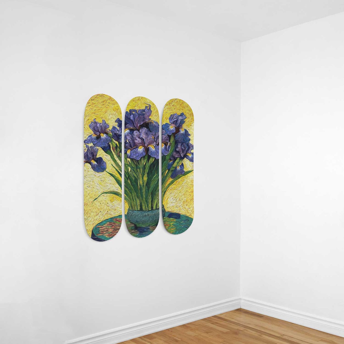 Van Gogh Irises in a Base 3-Deck Skateboard Wall Art: Beautiful Flower