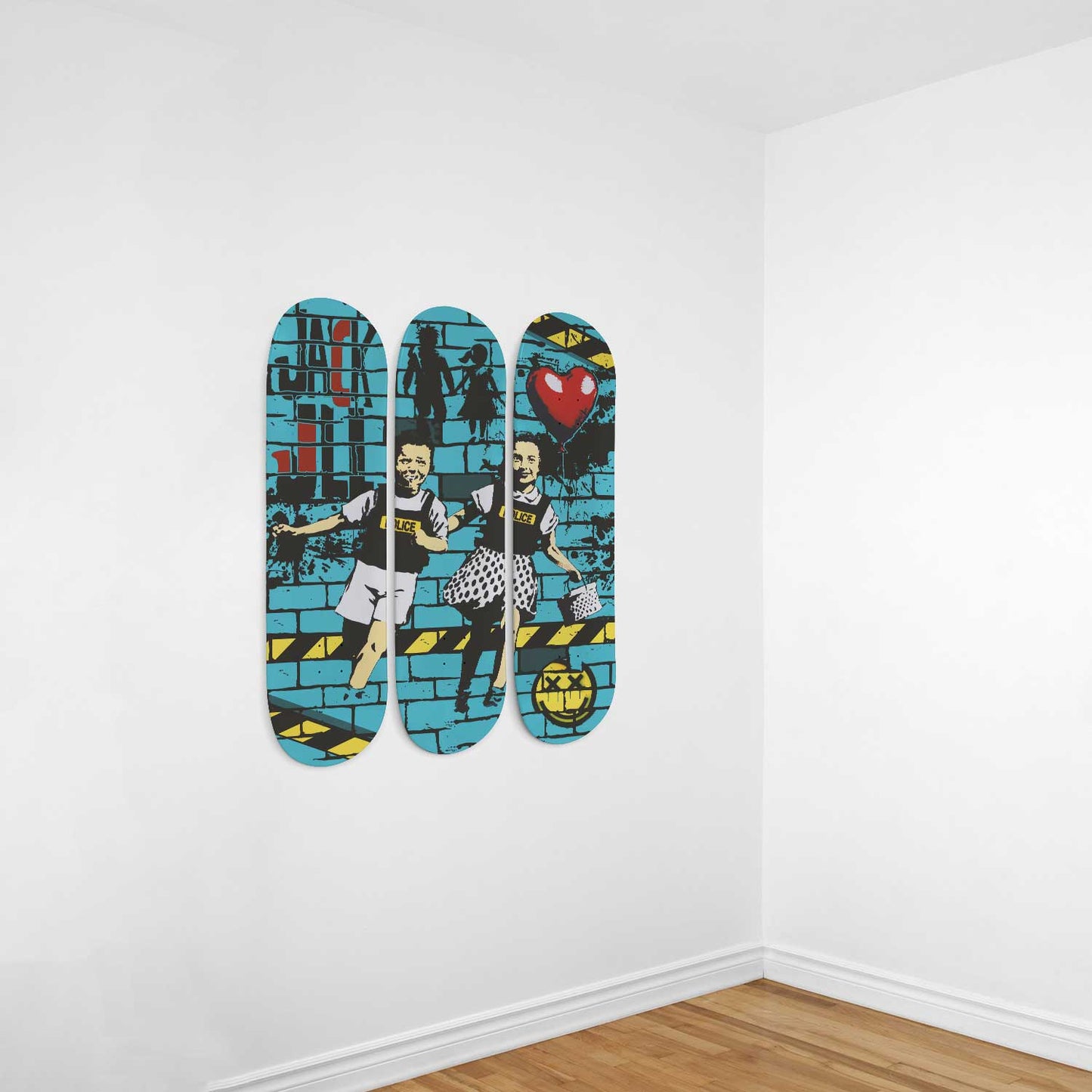 Banksy Jack and Jill 3 Deck Skateboard Wall Art: Urban Satire on the Move