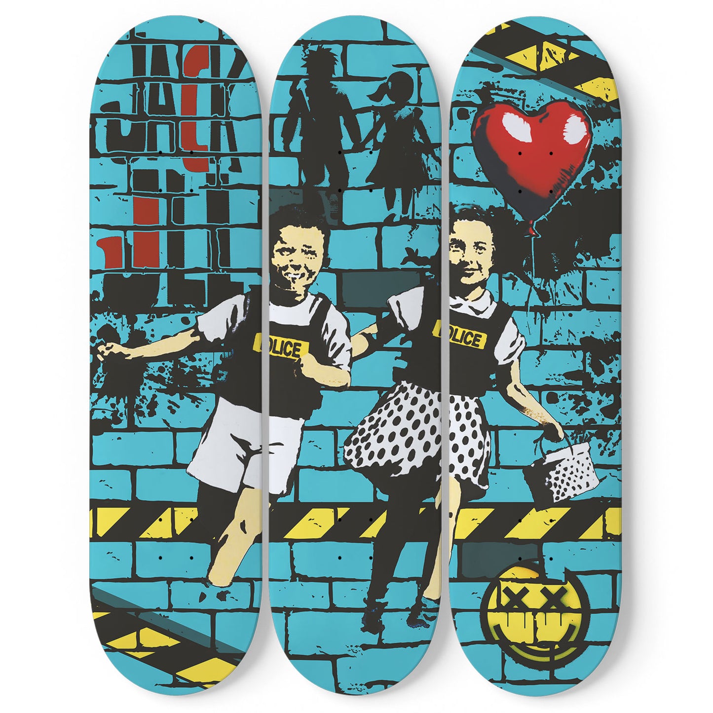 Banksy Jack and Jill 3 Deck Skateboard Wall Art: Urban Satire on the Move