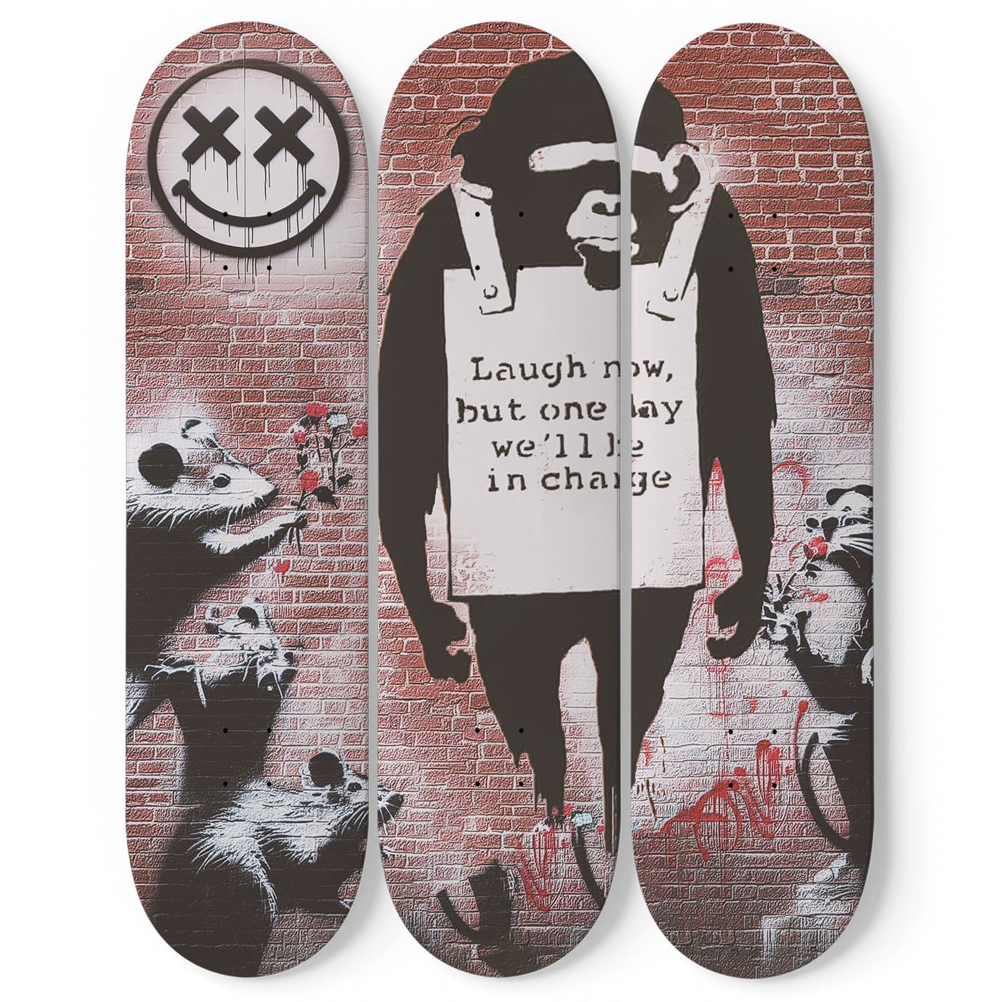 Banksy Laugh Now 3 Deck Skateboard Wall Art: Masterpiece,Beautiful Design