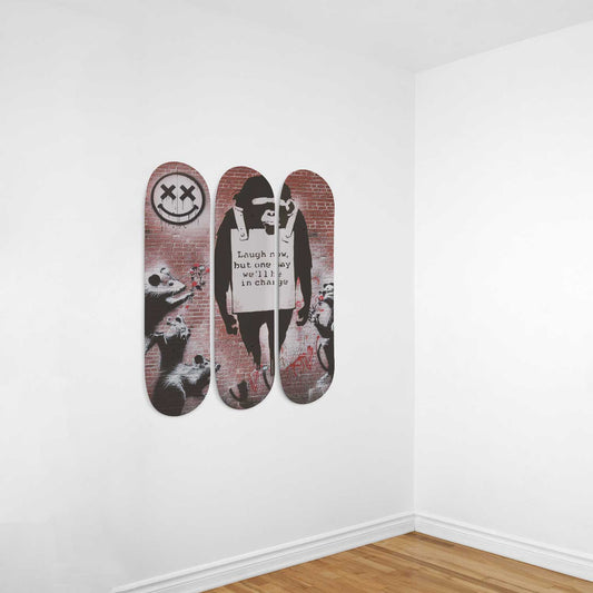 Banksy Laugh Now 3 Deck Skateboard Wall Art: Masterpiece,Beautiful Design