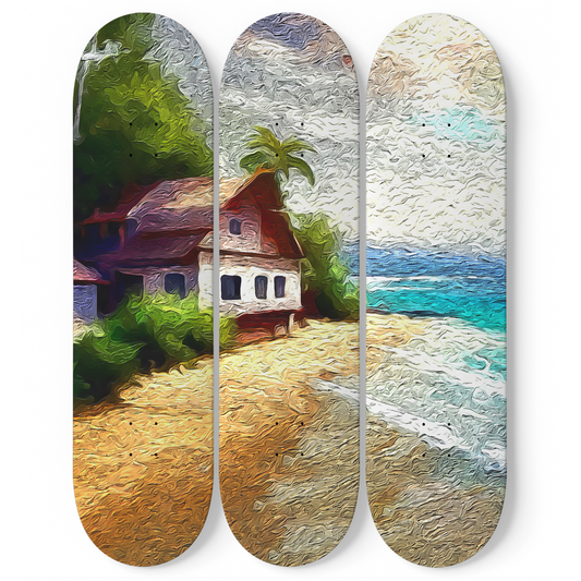 Van Gogh Life with a Beach 3-Deck Skateboard Wall Art:Seaside Serenity, Masterpiece